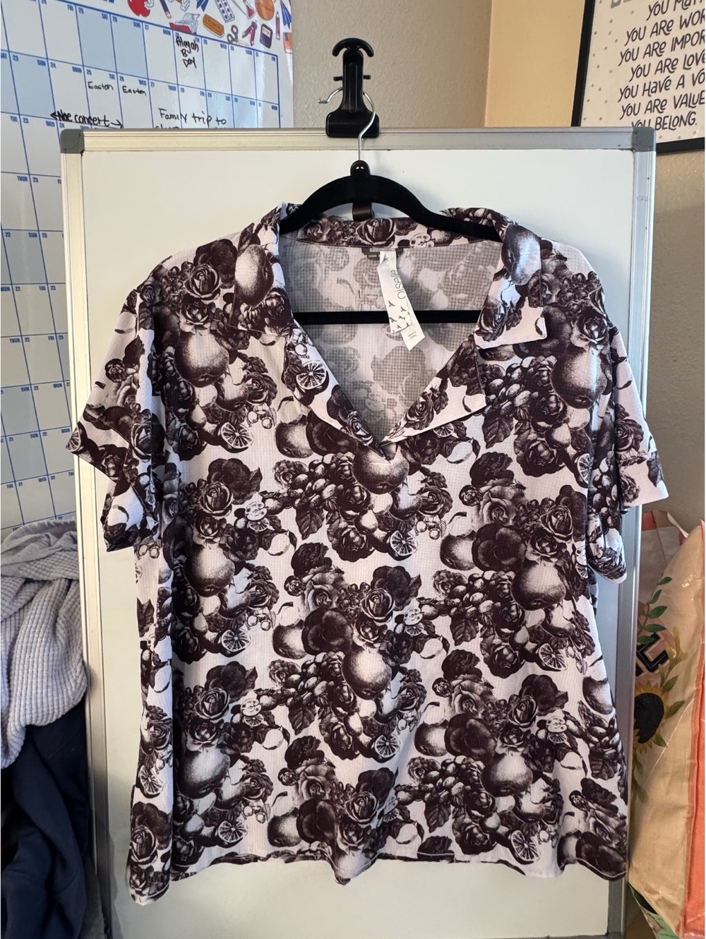 Oiselle Women's Floral Print Short Sleeve Shirt Size Medium